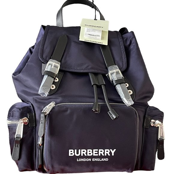 Burberry Backpack Navy Blue Nylon Medium MC Rucksack - Picture 1 of 16